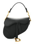 Grained Calfskin Mini Saddle Bag Black