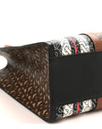 E-Canvas Monogram Stripe Book Tote Black Bridle Brown
