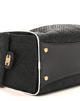 Braided Raffia Calfskin Quilted Small CHNL 25 Handbag Black White