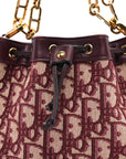 Oblique Drawstring Chain Bucket Bag Burgundy
