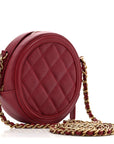 Caviar Quilted Round Filigree Crossbody Red