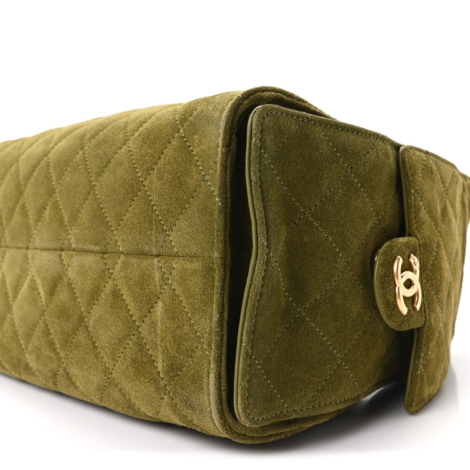 Suede Quilted Small CHNL 25 Handbag Khaki