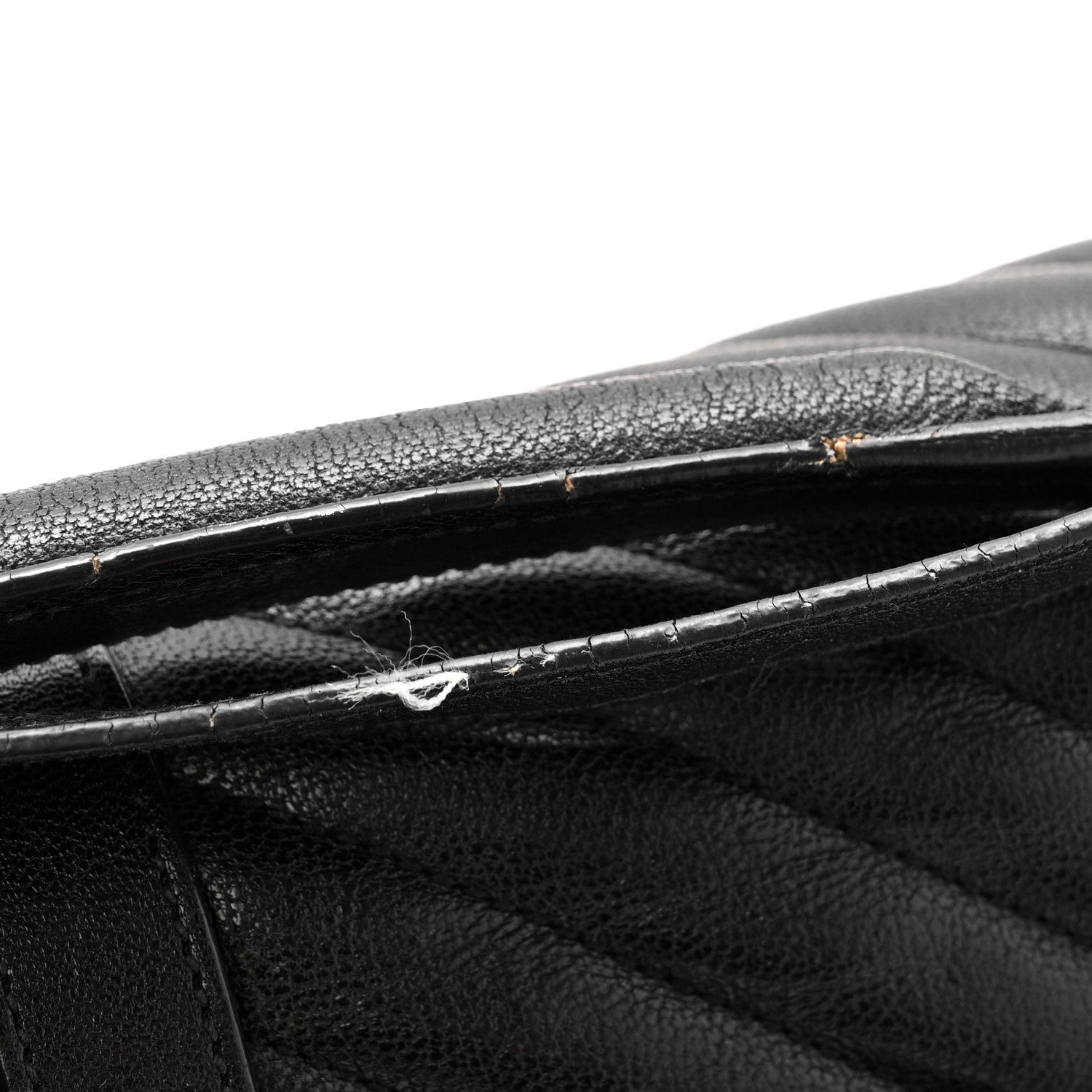 Sheepskin Matelasse Chevron Monogram Monochrome Large College Satchel Black