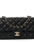 Lambskin Quilted Mini Rectangular Flap Black