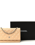 Caviar Quilted Wallet on Chain WOC Beige