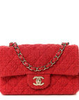 Tweed Quilted Mini Rectangular Flap Red