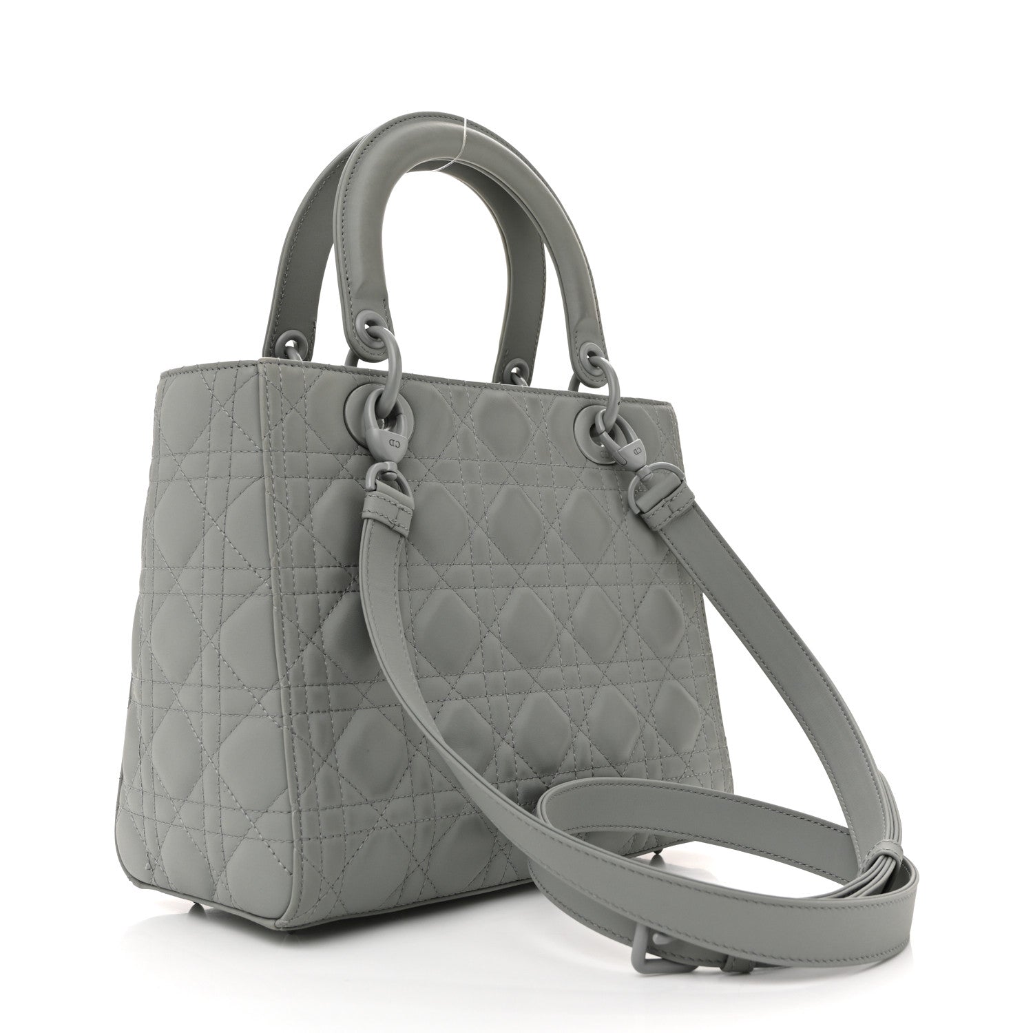 Ultra Matte Calfskin Cannage Medium Lady D1OR Grey Stone