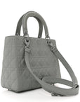 Ultra Matte Calfskin Cannage Medium Lady D1OR Grey Stone