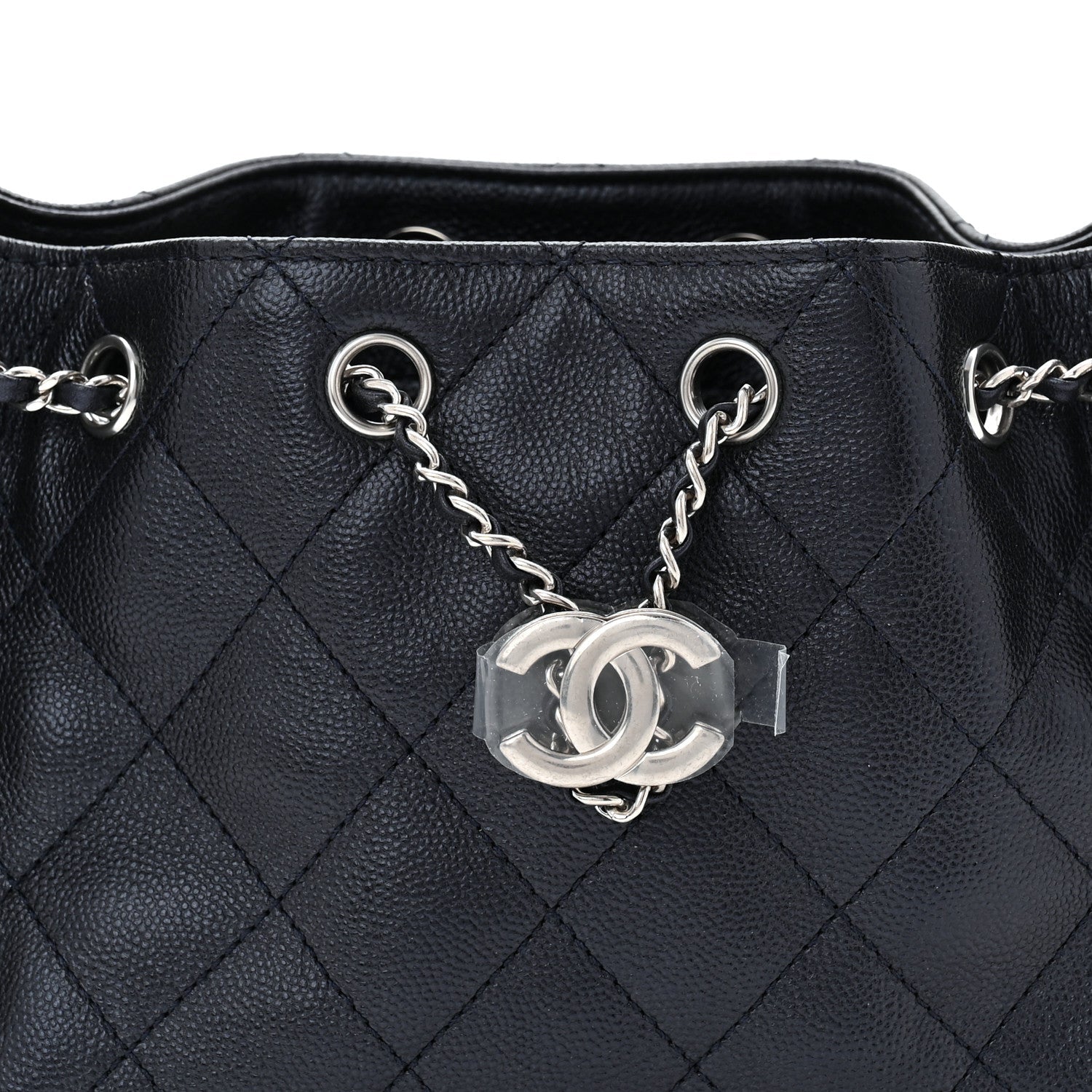 Metallic Caviar Quilted Mini CHNL 25 Handbag Dark Blue
