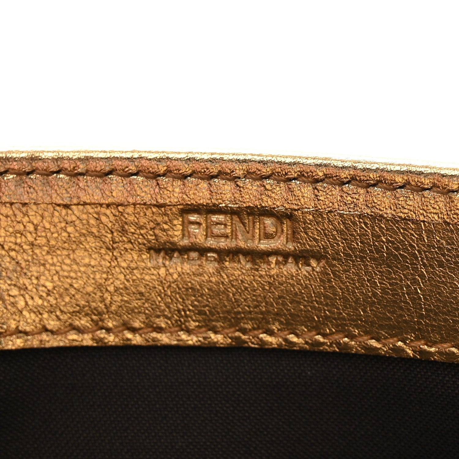 Vitello Catalan Mirror FF 1974 Embossed Continental Wallet on Chain Gold