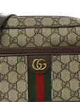 GG Supreme Monogram Textured Dollar Calfskin Web Small Ophidia Convertible Shoulder Bag Beige Ebony New Acero