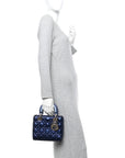 Metallic Lambskin Cannage Small My ABCD1OR Lady D1OR Blue