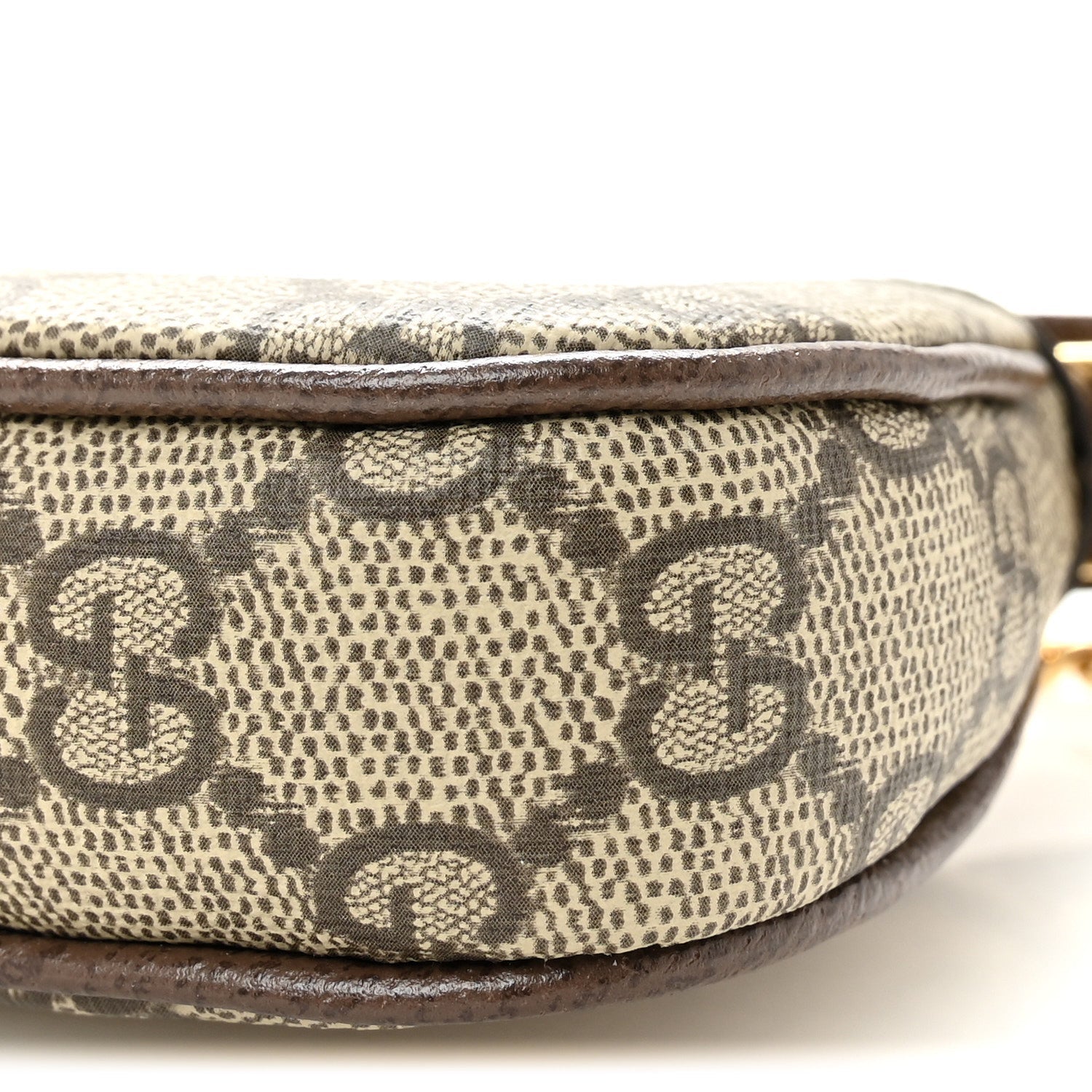 GG Supreme Monogram Textured Dollar Calfskin Mini Ophidia Chain Bag Beige Ebony
