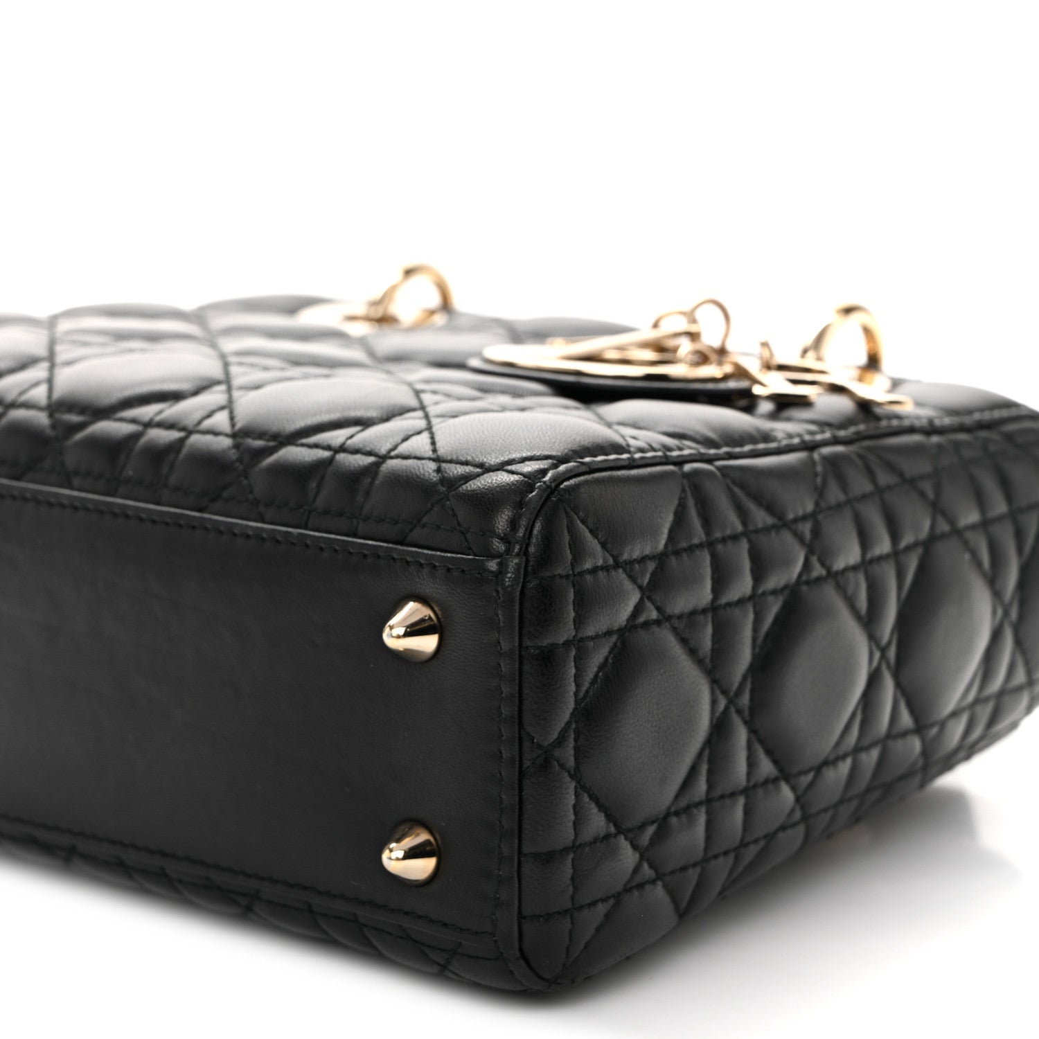 Lambskin Cannage Small Lucky Badges My Lady D1OR Black