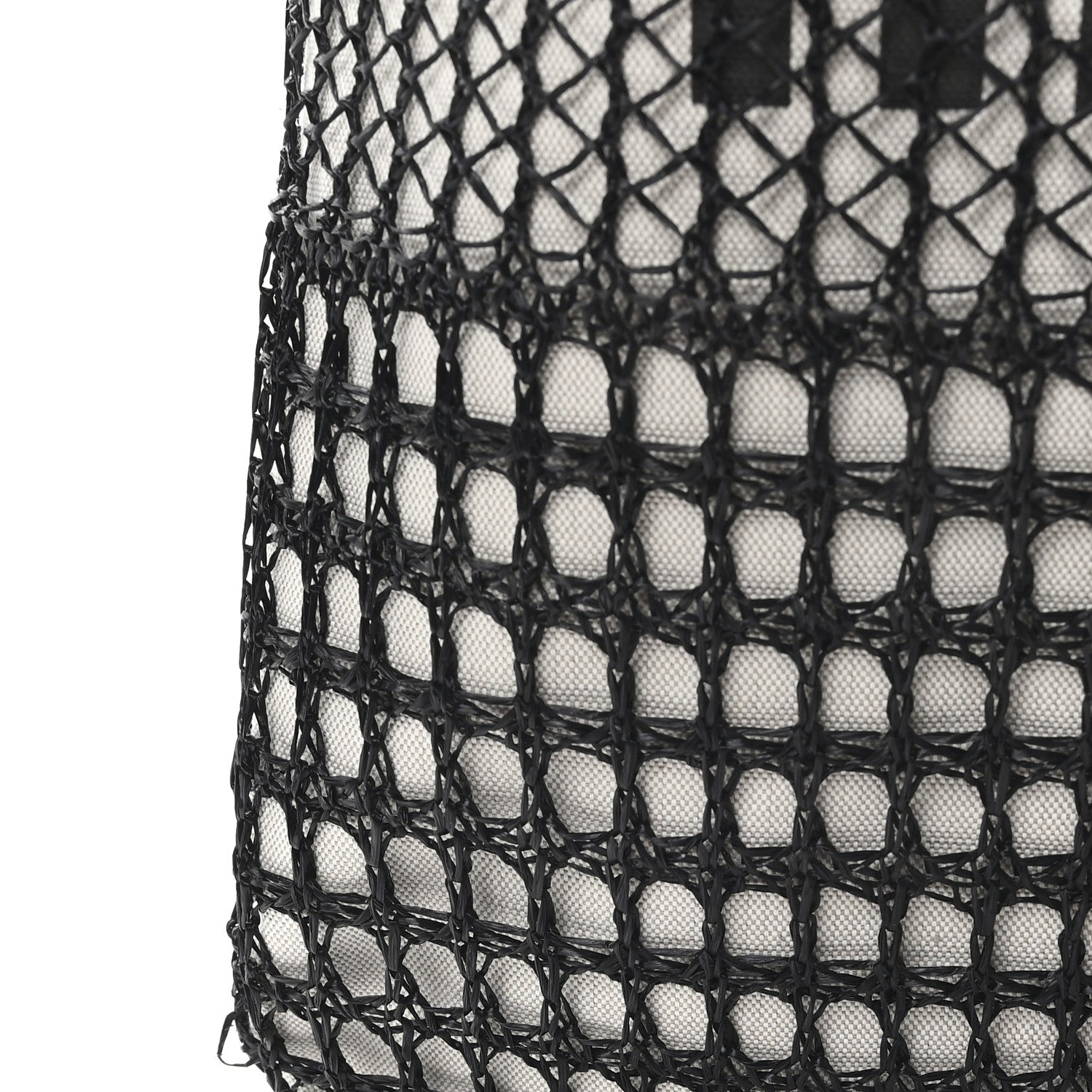 Raffia Effect Linen Logo Ivy Bag Black Natural