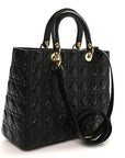 Lambskin Cannage Large Lady D1OR Black
