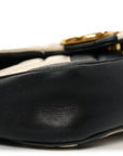 Calfskin Matelasse Super Mini GG Marmont Shoulder Bag Black White