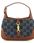 New Denim GG Monogram Calfskin Mini Jackie 1961 Hobo Blue Tea Cuir