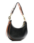Smooth Calfskin Medium Strap Ava Shoulder Bag Black Tan