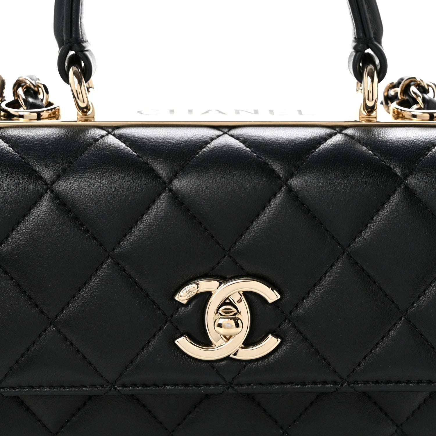 Lambskin Quilted Small Trendy CC Dual Handle Flap Bag Black