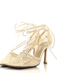 Mesh Nappa Stretch Ankle Tie Sandals 36 Toile