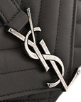 Sheepskin Tri-Quilt Monogram Medium College Bag Coal