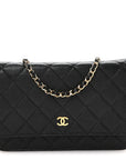 Caviar Quilted Wallet on Chain WOC Black