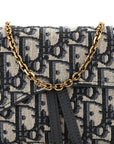 Oblique Saddle Chain Long Wallet Blue