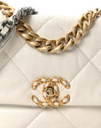 Goatskin Quilted Medium CHNL 19 Flap White