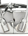 Mirror Laminated Nappa Maxi Intrecciato Mini Arco  Silver
