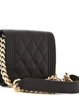 Caviar Quilted Boy Card Holder On Chain Black