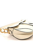 Grained Calfskin Saddle Bag White