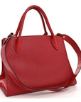 Saffiano Cuir Calfskin Medium Monochrome Top Handle Tote Fuoco