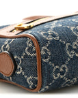 New Denim GG Monogram Dollar Calfskin Mini Ophidia Shoulder Bag Blue Tea Cuir Epilog