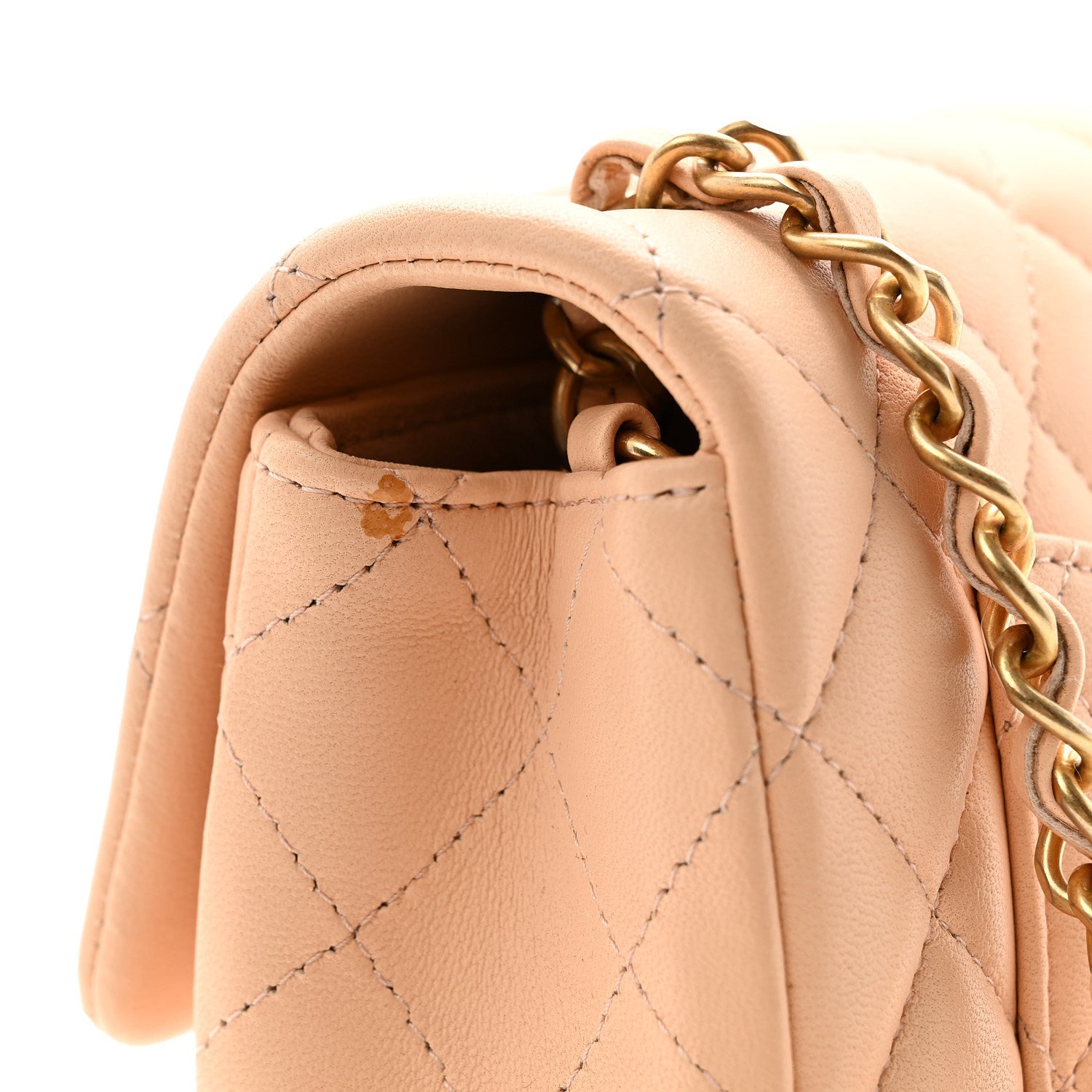 Lambskin Quilted Mini Rectangular Flap Beige