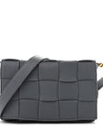 Grained Calfskin Maxi Intrecciato Cassette Crossbody Bag Thunder