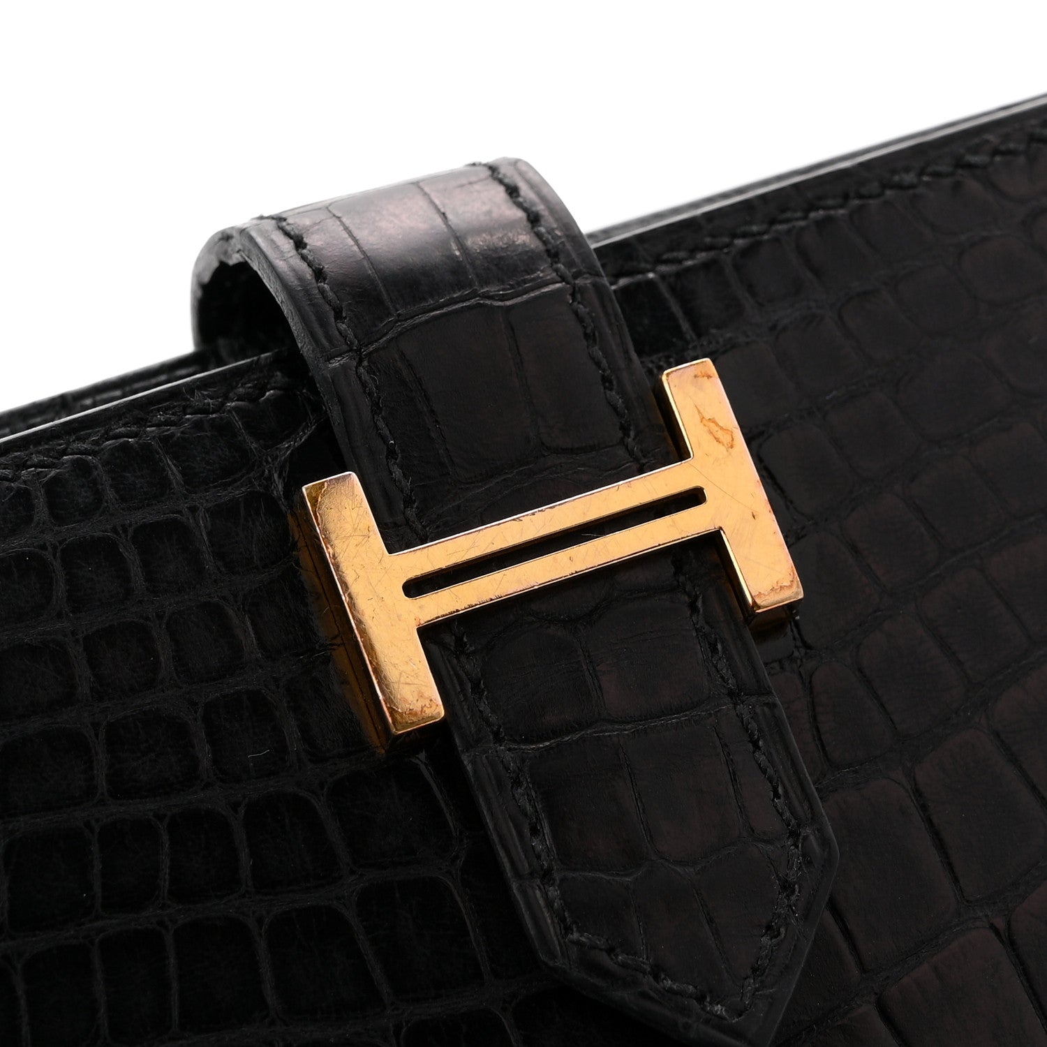 Matte Alligator Bearn Compact Wallet Black