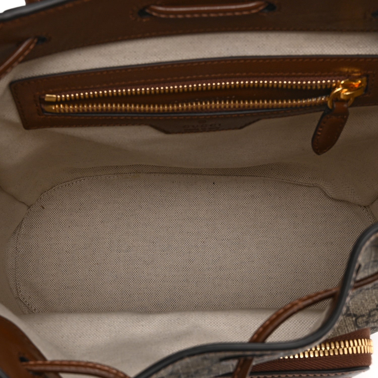 GG Supreme Monogram Azalea Calfskin Retro Interlocking G Buckle Backpack Beige Ebony Brown Sugar