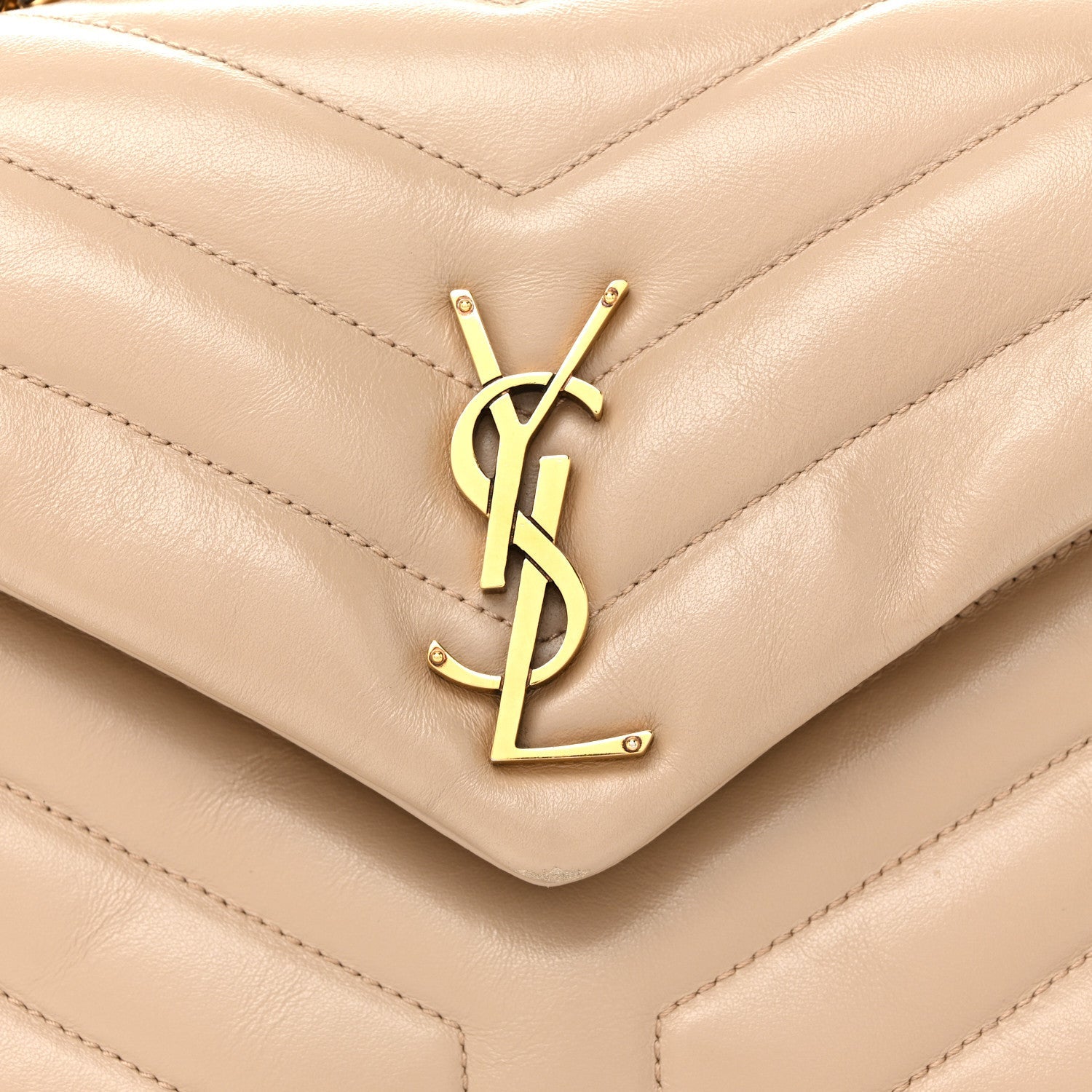 Calfskin Y Quilted Monogram Small Loulou Chain Satchel Dark Beige