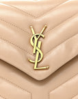 Calfskin Y Quilted Monogram Small Loulou Chain Satchel Dark Beige