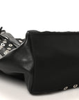Tessuto Nylon Calfskin Grommet Tote Black