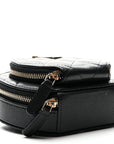 Caviar Quilted Round Coco Clutch With Chain Black
