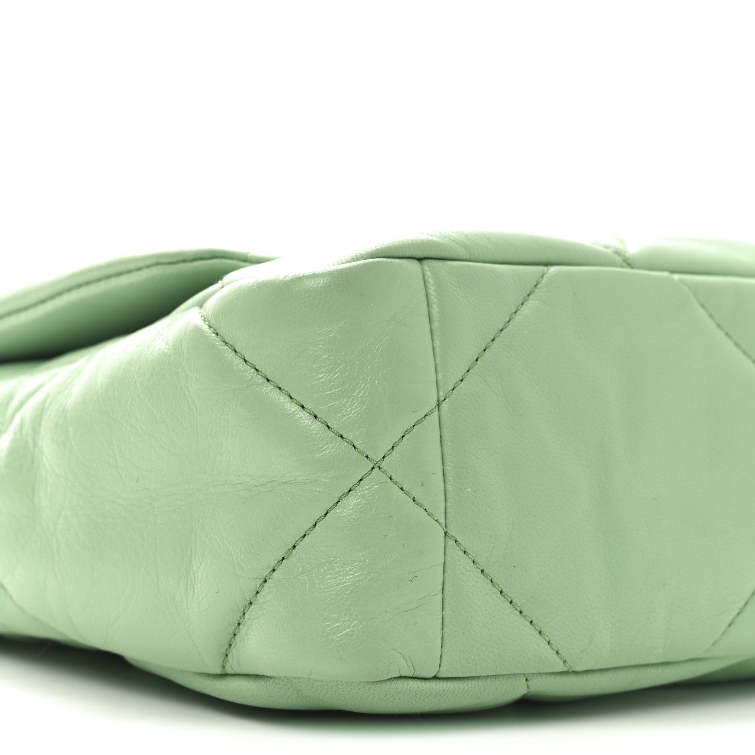 Goatskin Quilted Medium CHNL 19 Flap Light Green
