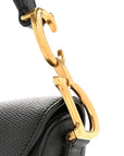 Grained Calfskin Mini Saddle Bag Black