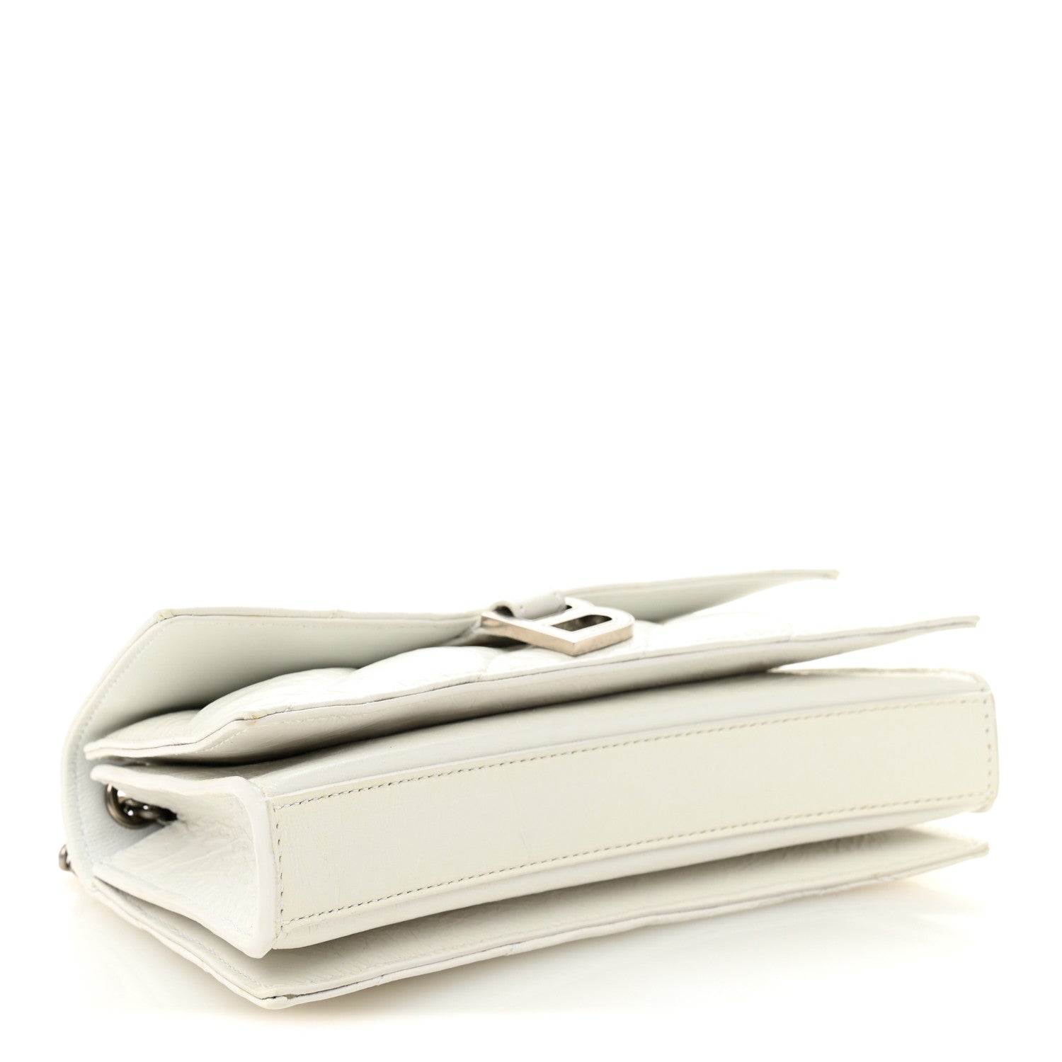 Crushed Calfskin Quilted Small Crush Chain Bag Optic White