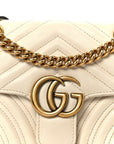 Calfskin Matelasse Mini GG Marmont Shoulder Bag White