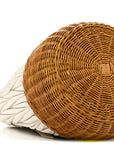 Nappa Matelasse Wicker Basket Bag White Miele