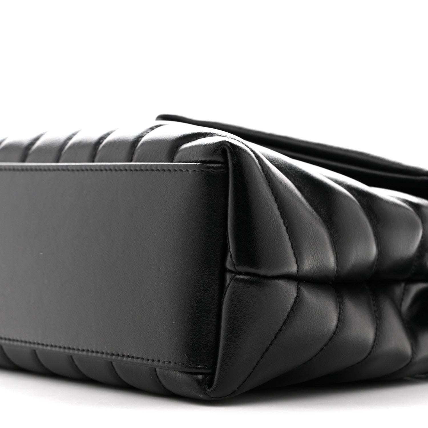 Calfskin Y Quilted Monogram Monochrome Small Loulou Chain Satchel Black