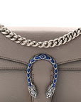 Dollar Calfskin Enamel Small Dionysus Shoulder Bag Dusty Grey Electric Blue