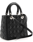 Lambskin Cannage Medium Lady D1OR Black